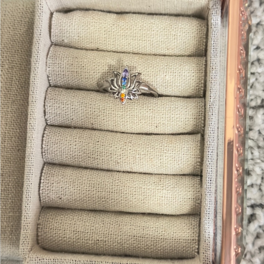 Chakra Silver Multi-Color Gemstone Ring - image 2